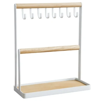 

Wooden Bracelet Jewelry Organizer Stand Two-Layer Desktop Mobile Phone Earring Watch Key Holder Pesentoir Display Rack