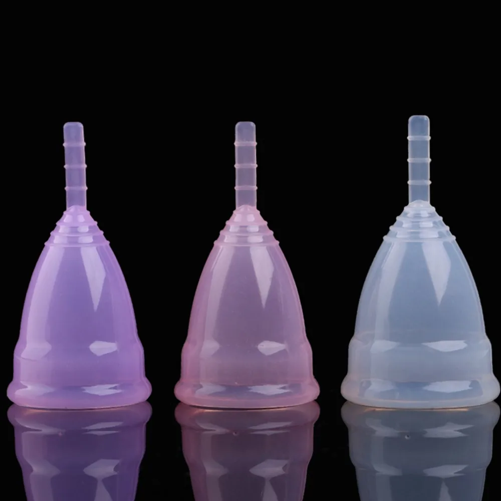 Многоразовые мягкие чашки силиконовые менструальные чашки больших и маленьких размеров женские гигиенические принадлежности для здоровья розовый фиолетовый прозрачный