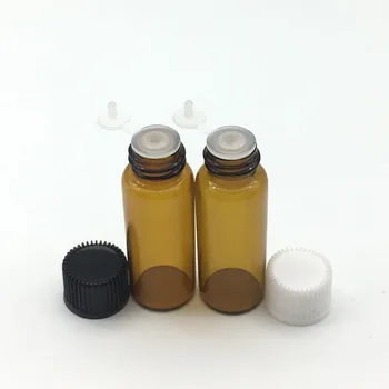 

5pcs Small Essential Oil Amber 5ml Glass Bottle With Pull Orifice Rducer Screw Cap Mini Empty Wishing Perfume Vial