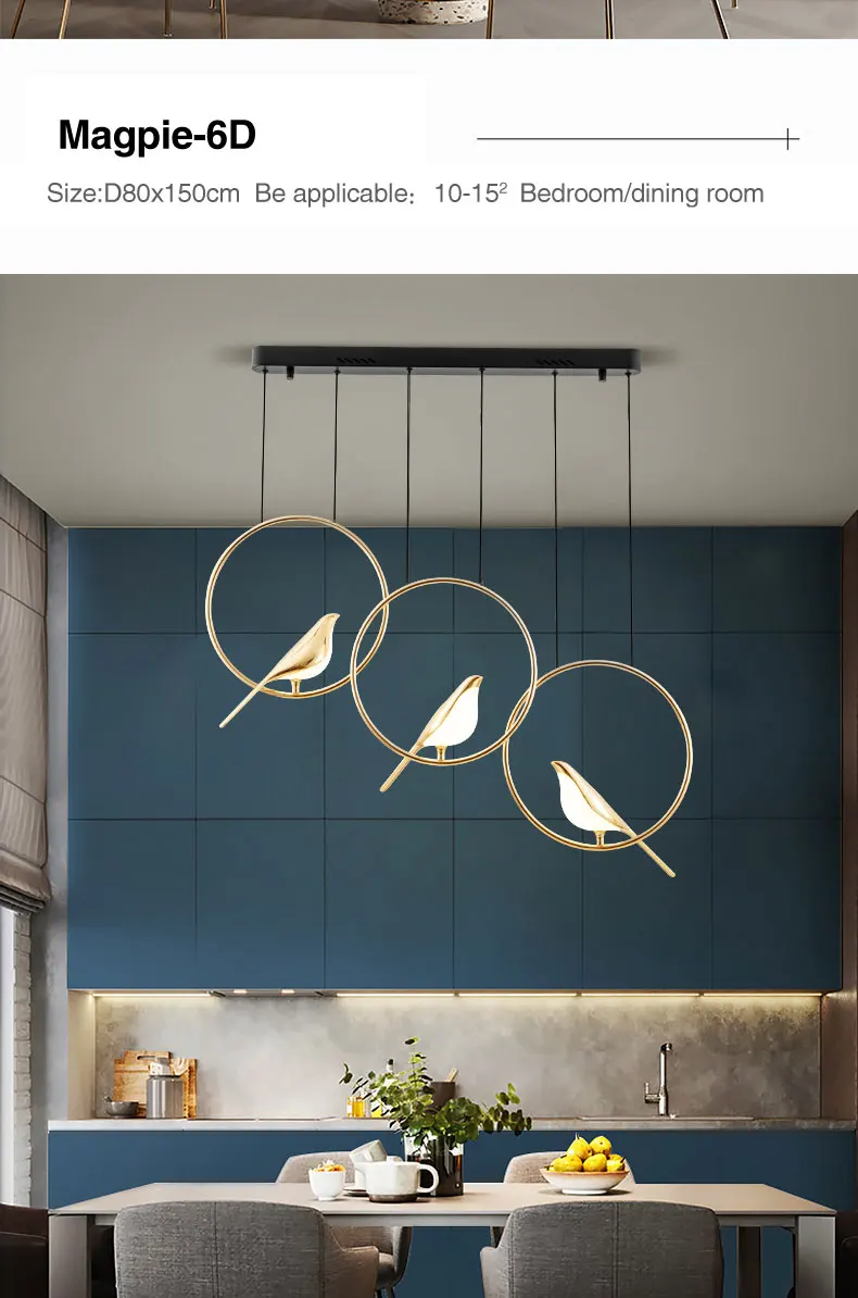 Hce629d56fcd34c18b54bce650d62c0162 Living room dining room LED chandelier golden magpie bird home decoration dimmable lamp Nordic lamp direct sales lamps