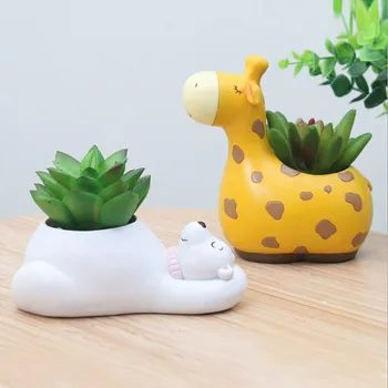 

Pot Animals Resin Flowerpots Planters Succulent Plants Desk Flower Pot Home Decoration Macetas Flower Plateau 1 Pcs