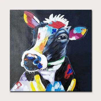 

Mintura Painting for Living Room Wall Art Colorful Cow Acrylic Canva Oil paintings Hand Painted Home Decor Hotel Decor No Framed