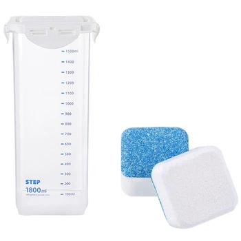 

1Pcs with Scale Marks Square Sealed Cans 1800Ml & 20Pcs Washing Machine Cleaner Descaler Effervescent Tub Cleaner