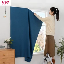 YanYangTian – rideaux en lin Velcro, pour chambre à coucher, salon, hall, occultant, pour porte opaque avec isolation thermique