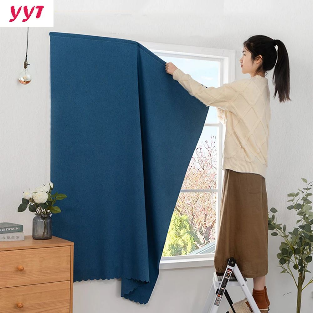 Yanyangtian Velcro Linen Curtains For Bedroom Living Room Hall Blackout