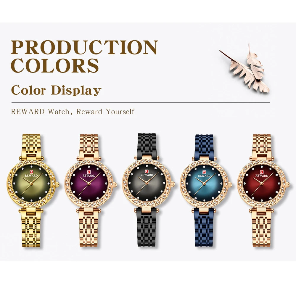 REWARD Women Wristwatch Fashion Luxury Quartz Watch Waterproof Stainless Steel Ladies Girls Wrist Watch for Female