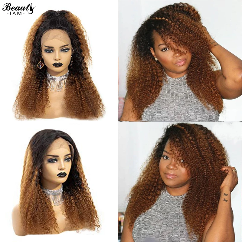 

Ombre Curly Human Hair Wig Peruvian Virgin Hair Wigs For Women Colored Human Hair Wigs Brown Curly Lace Front Human Hair Wigs