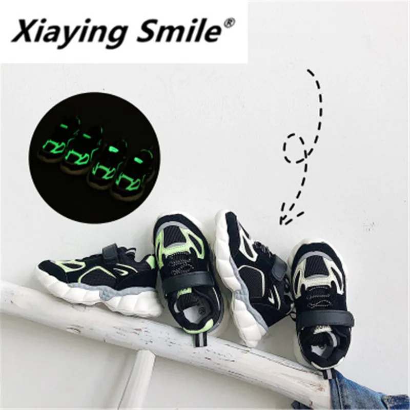 Xiaying Smile/Повседневная обувь для мальчиков и девочек; новые осенние Легкие дышащие кроссовки с волшебной наклейкой; производитель