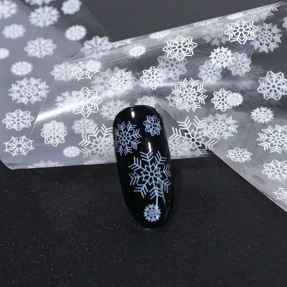 4 шт белые снежинки для переноса ногтей Фольга слайдеры клейкие наклейки для маникюра зимние рождественские украшения для ногтей TR750