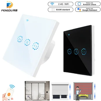

WiFi Roller Shutter Switch WiFi Curtain Blinds Touch Switch Control Garage Door by Alexa Google Home Timer Neutral Wire Needed