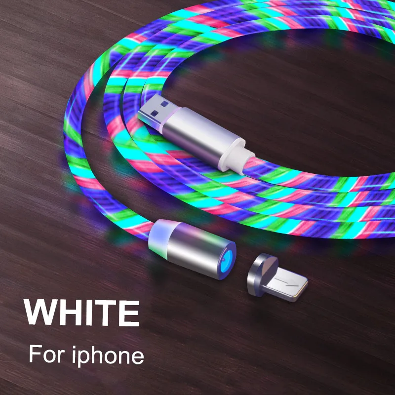 Vanniso 2.4A 1 м светодиодный магнитный USB кабель для iPhone Xs Max usb type C кабель Micro USB кабель для samsung S8 Xiaomi Note 7 LG USB C - Цвет: White for iphone