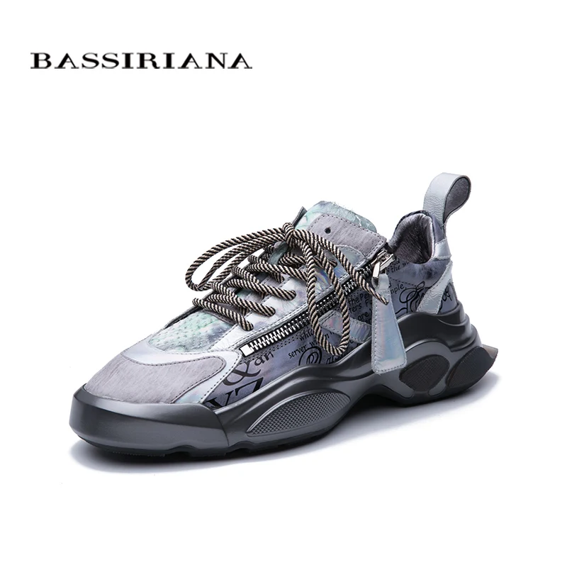 BASSIRIANA2019 новые женские туфли кожаные повседневные туфли европейские тенденции цвета кроссовки элегантный цвет соответствия - Цвет: 300