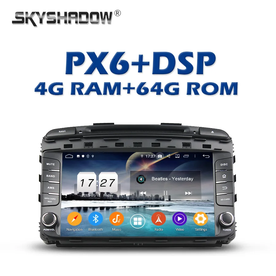 PX6 carplay автомобильный DVD плеер DSP ips Android 9,0 4 Гб+ 64 Гб Bluetooth 4,2 Wi-Fi GPS Google Map RDS радио для kia SORENTO
