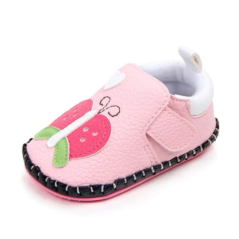 Fashionable Newborn Toddler Infant Baby Girls Hand-sewed Cartoon Butterfly Lion Antislip Crib Prewalker Shoes First Walker