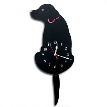 

New-3D Creative Dog Acrylic Wall Clock with Swing Tail Silence for Living Room Bedroom Kitchen Home Decor - Battery Not Included