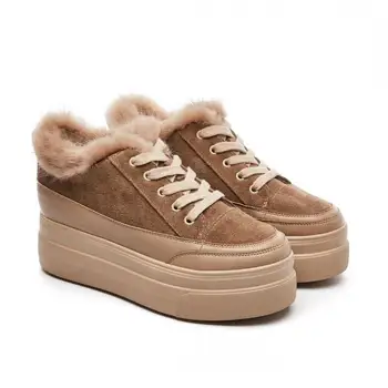 

Leather Genuine Platform Shoes For Women Sneakers 2020 Warm Wedge Sneakers Women's Shoes Woman Casual Sneaker Height Increased