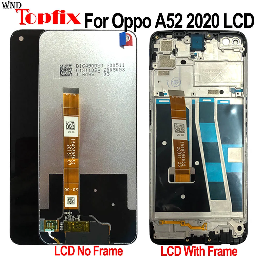 Original Black 6.5 inch For Oppo A52 2020 CPH2061 CPH2069 LCD Display Touch Screen Digitizer Assembly Replacement With Frame