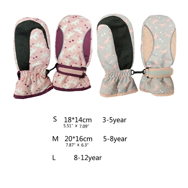 Introducing the Thick Warm Children Mittens Pony Heart Printed Waterproof Ski Glove