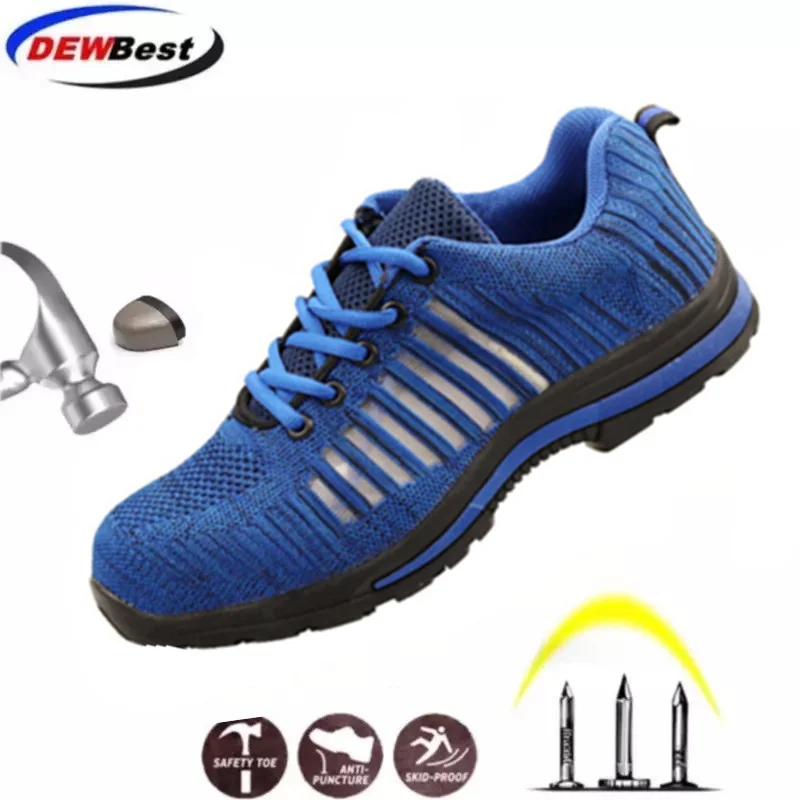 DEWBest new breathable and comfortable flying woven safety labor insurance shoes hiking shoes sports shoes protective shoes