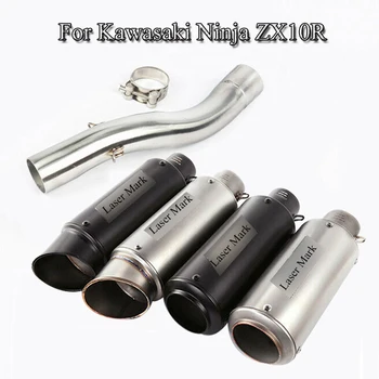 

Ninja ZX10R Motorcycle Exhaust System Tips Muffler Middle Connect Tube Slip On For Kawasaki ZX-10R 2004-2005 Dirt Bike Modified