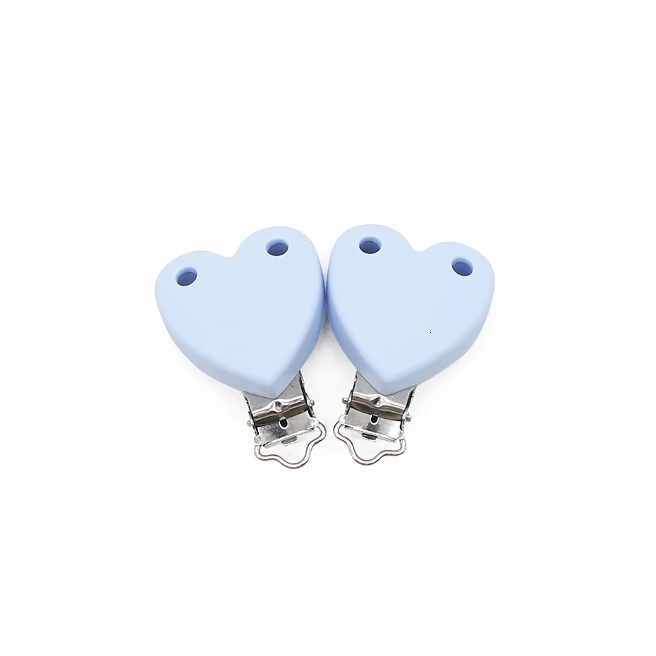 SHC-30 pastel blue 10 шт Heart Форма силиконовая детская пустышка на цепочке с прищепкой Клип держатель "сделай сам", соски с цепочкой для младенцев, игрушки-прорезыватели пустышки для младенцев Держатель Зажимы для Пустышки Детские Прорезыватель для зубов без добавления бисфенола А - Цвет: SHC-30 pastel blue