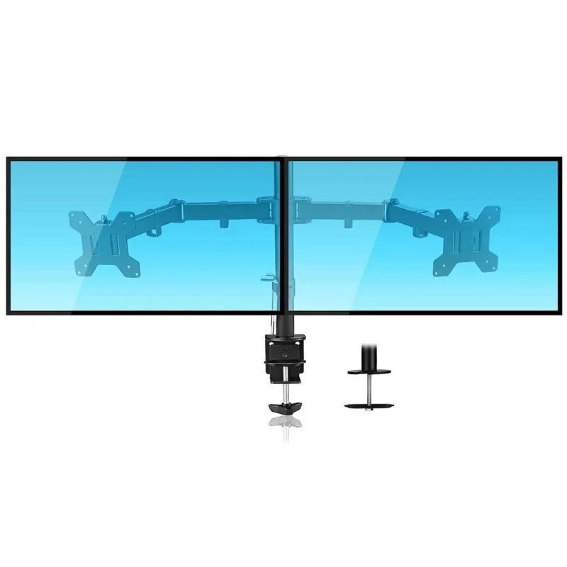 

Desktop Double Monitor Arm Mount PC Desk Stand Dual Display Bracket for 13"-27" TV LCD Screen Monitor Arm Loading 10KG