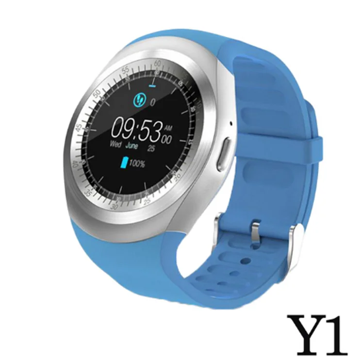 Bluetooth Y1 Смарт часы Relogio Android SmartWatch телефонный звонок GSM Sim пульт дистанционного управления камерой информация дисплей спортивный шагомер pk D13 - Цвет: blue