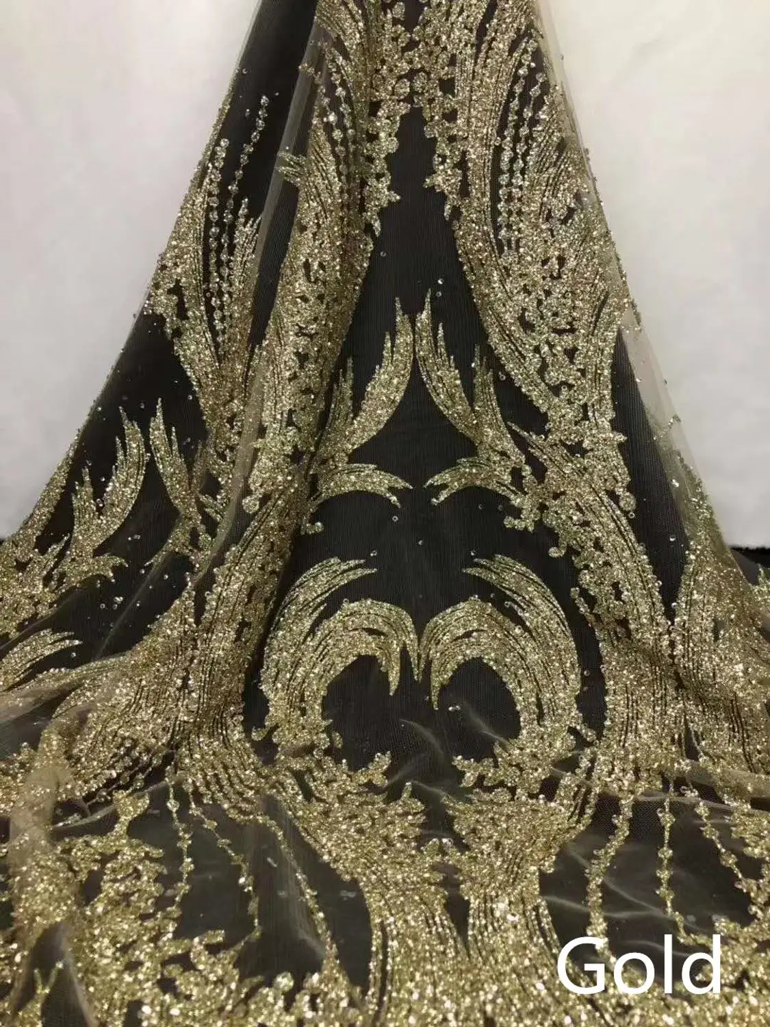 5 yard glue sticky glitter sequins French tulle lace African sequin fabric gold /Wedding /Dress / Party dress | Дом и сад