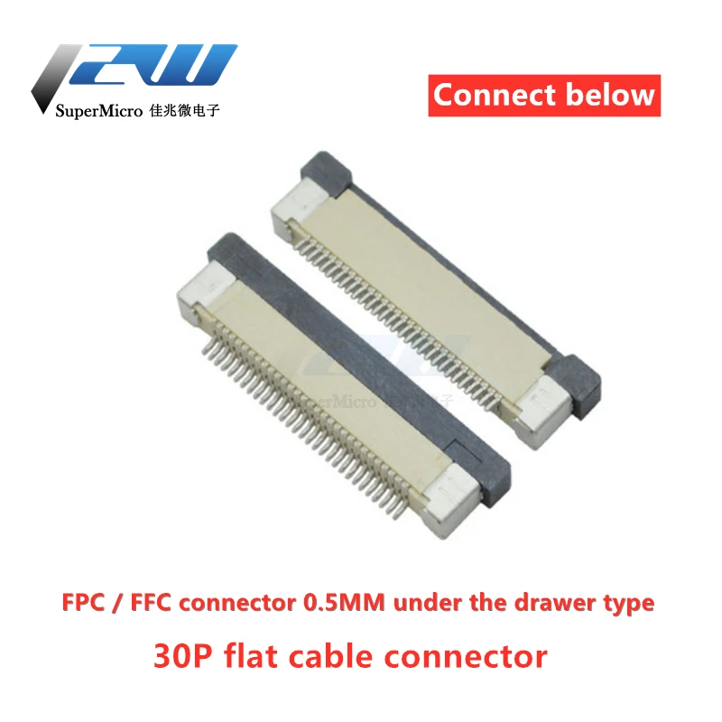 Соединитель FPC FFC 0 5 мм кабель Плоский разъем PCB SMT ZIF 30Pin подключение