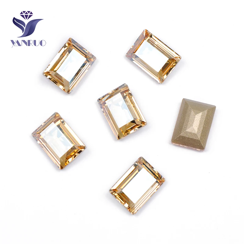Golden Shadow YANRUO, 4527, Ступенчатая огранка, стразы с точечной задней частью, Хрустальная аппликация, швейные камни, ремесленные драгоценные камни, стеклянные стразы, аксессуары для одежды - Цвет: Golden Shadow