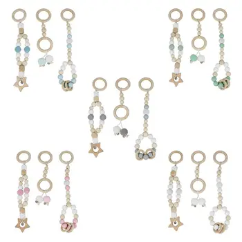 

3 Pcs/set Baby Teether Wooden Chew Chain Newborn Bracelet Wood Rattle Toy P31B