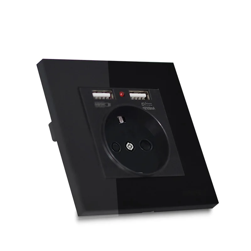 ЕС PC Панель дома стены двойной заряд питания USB разъем, 16A стандартный электрический адаптер Germaby штепсельный соединитель