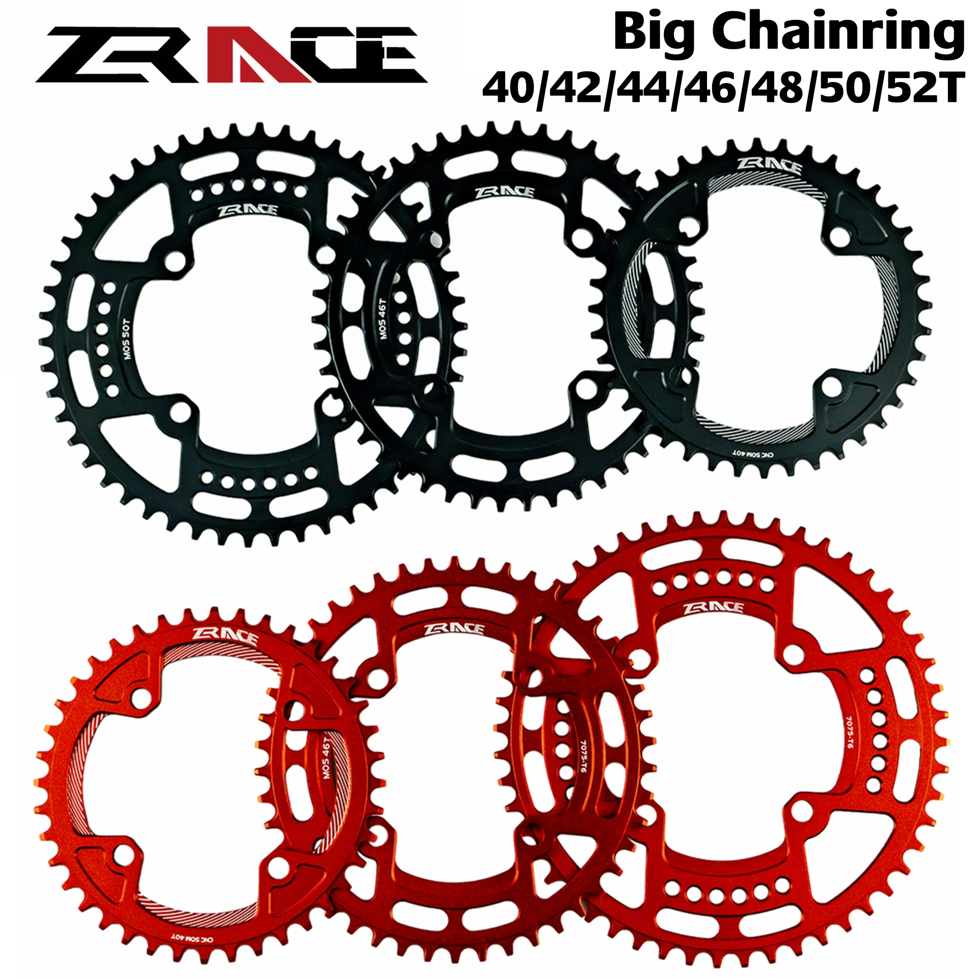 ZRACE цепная цепь 40 T/42 T/44 T/46 T/48 T/50 T/52 T BCD104, узкий зуб AL7075 CNC, MTB/дорожный/складной велосипед/гравий-велосипеды