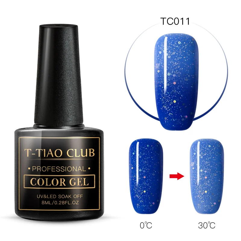 T-TIAO CLUB, 8 мл, меняющий температуру, гель для ногтей, Термальный Гель-лак, замачиваемый, стойкий мерцающий лак для ногтей - Цвет: S07052