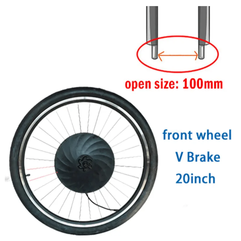 IMortor электрический набор для преобразования велосипедов с батареей, бесщеточный мотор-ступица, колесо, комплект для электровелосипеда - Color: 20inch v brake