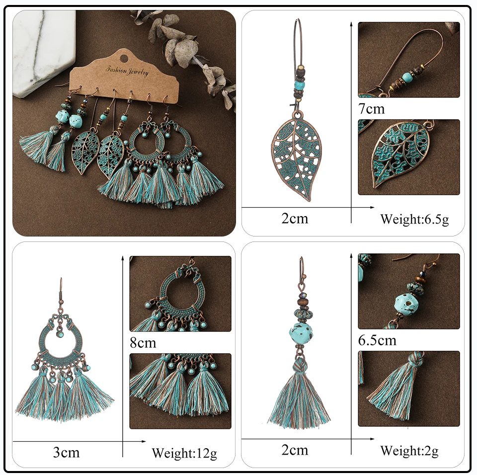 Bohemia Long Hanging Danging Earrings Sets Big Round Circle Leaf Geometric Drop Earrings Sets for Women (13)