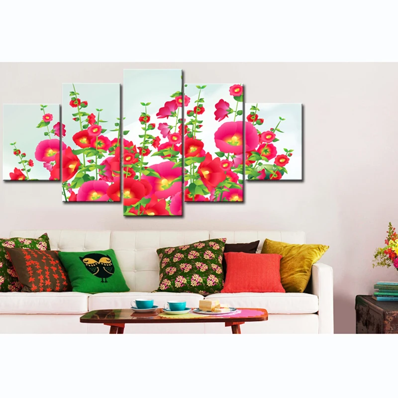 2017-New-Free-shipping-Farmless-Home-Decor-Beautiful-Large-Size-Red-Morning-glory-Flower-Scenery-Painting (1)