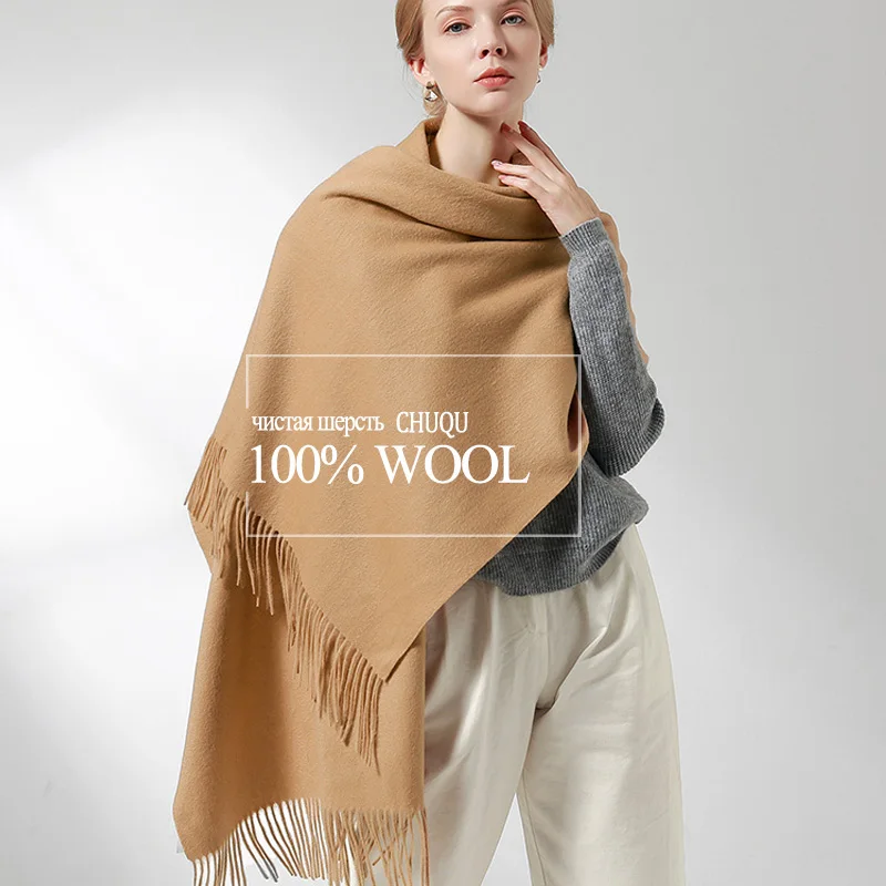 Женский шерстяной тёплый шарф-шаль Foulard Femme Пашмина 100% чистый Шерстяной палантин