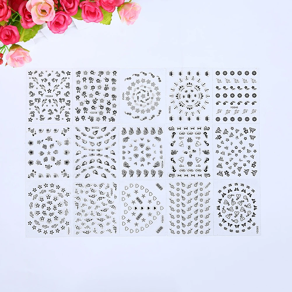 50Pcs/Set Fashion Flower Self-adhesive Nail Polish Sticker Decal Manicure Tools
