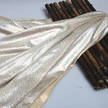 Красивая лазерная ткань, эластичная трикотажная цветная Блестящая декоративная ткань для шитья