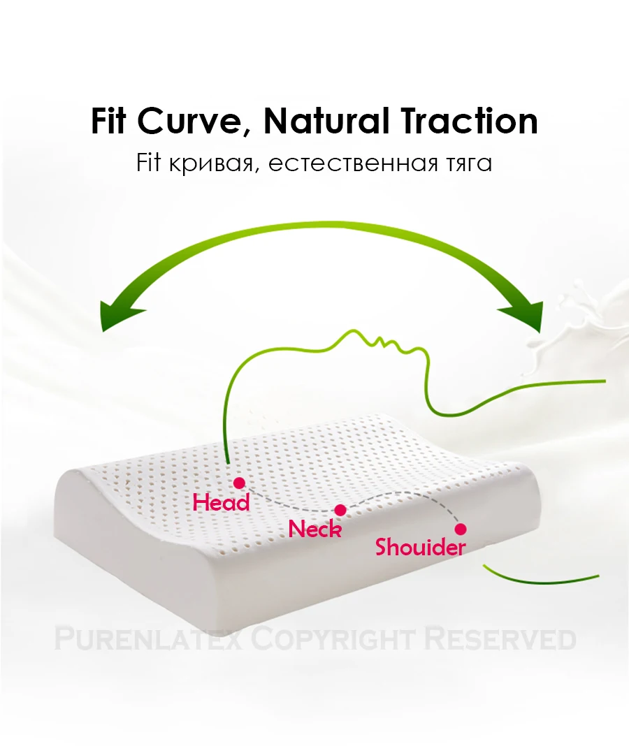 PurenLatex 50x30 Thailand Pure Natural Latex Pillow Spine Neck Protective Student Kid Teenager Cervical Pillow Orthopedic Pillow-xq (6)