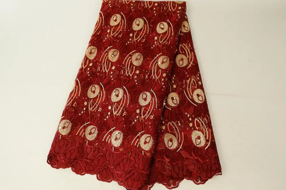 Высокое качество оранжевая африканская бисерная кружевная ткань французская вуаль кружево для свадебных вечерних платьев вышитое кружево в нигерийском стиле ткань