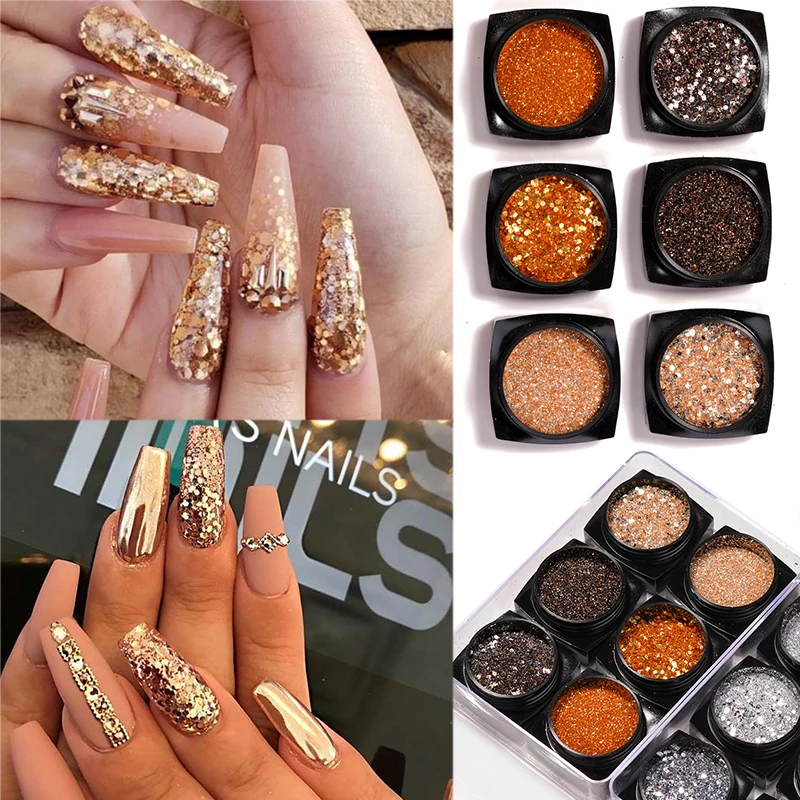 6 Boxes/lot Nail Sequins Polish Flakes Irregular Palliette Spangle Pigment Glitter Powder Dust Art DIY Decorations | Красота и