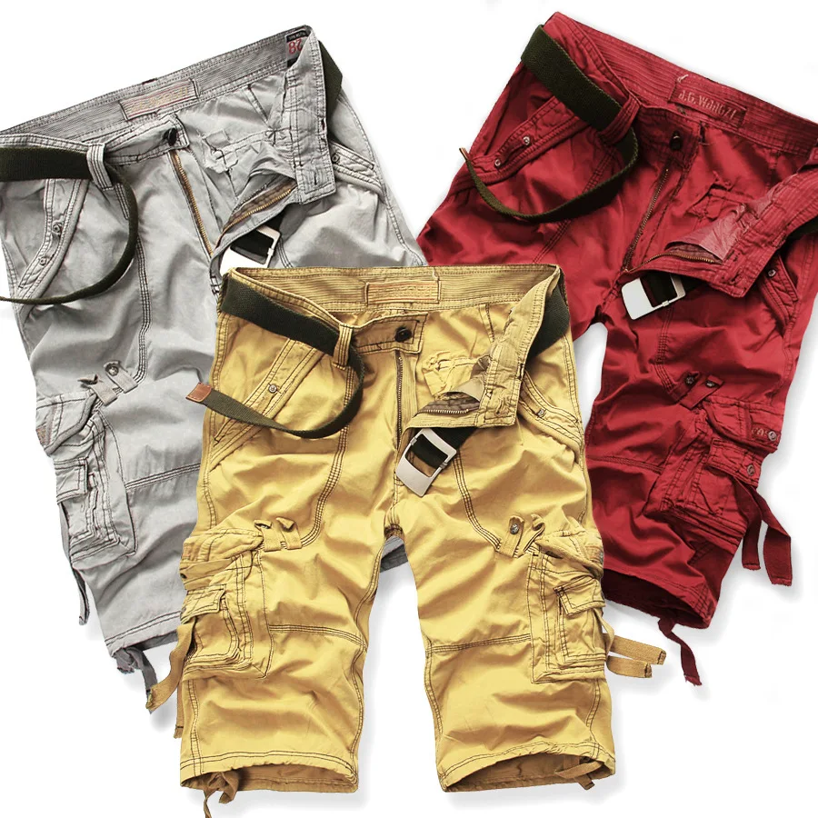 Летние Стильные мужские короткие штаны с карманами, мужские повседневные свободные брюки на молнии, Укороченные прямые шорты, брюки для мужчин, большой размер 42