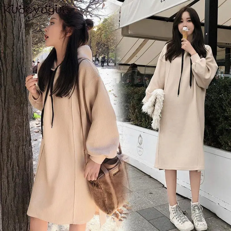 Женское свободное платье-свитер средней длины длинное вечернее платье в