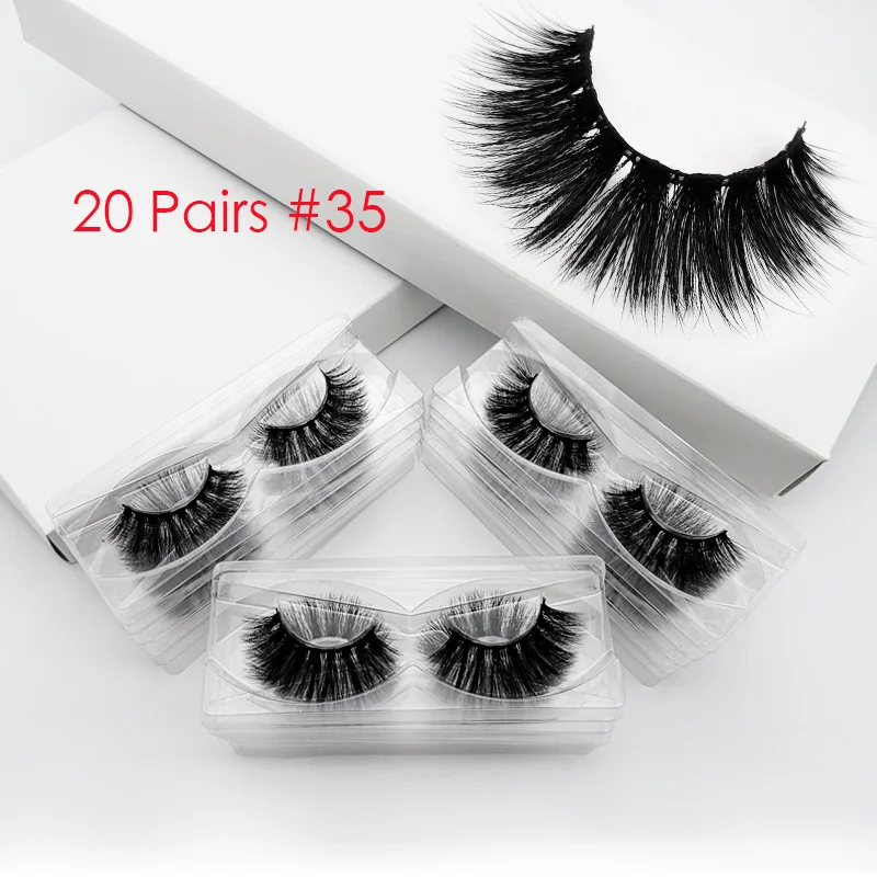 20 pairs 35W 20 шт ресницы оптом 3d норковые ресницы оптом накладные ресницы натуральные норковые ресницы накладные ресницы для макияжа норковые ресницы - Цвет: 20 pairs 35W