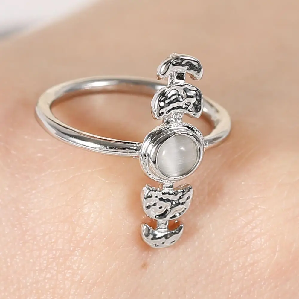 

Milangirl Rings for Woman Man Simple Vintage Moonstone Crescent & Full Moon Birthday Fashion Jewelry KCR229