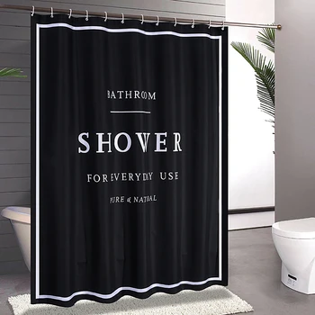 

English Letters Printing Shower Curtain Waterproof Practical Bathroom Cover for Household Bathing Bathtub Embellishment