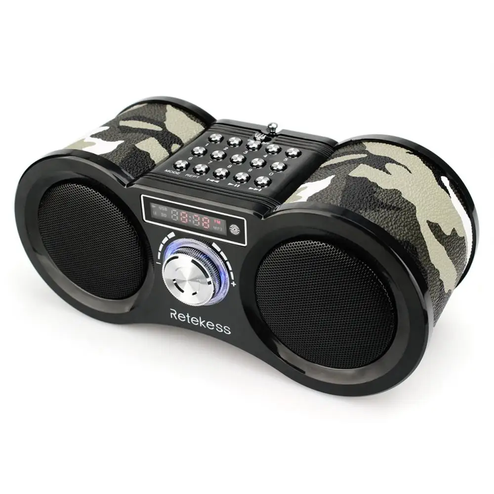 

RETEKESS V113 Camouflage Stereo Digital FM Radio USB/TF Card Speaker MP3 Music Player with Remote Control Receiver FM Radio