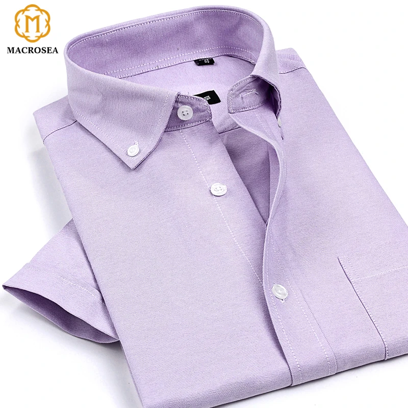 New Arrival Men's Classic Style Non-Iron Oxford Shirts Plaid/Striped Short Sleeve Casual Shirt High Quality Brand Clothing 6